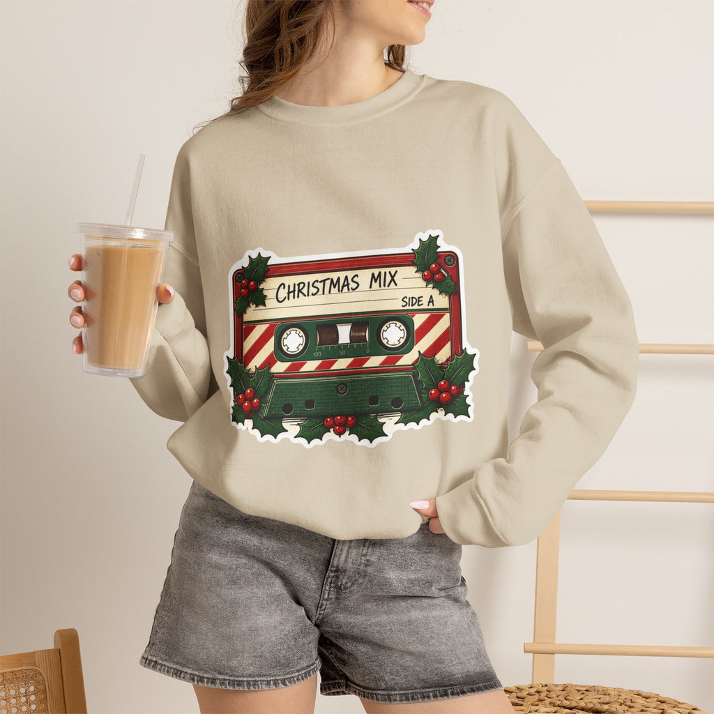 Christmas Mix Cassette Sweatshirt, Retro Christmas Crewneck, 80s 90s Mixtape Holiday Sweater, Vintage Music Christmas Shirt