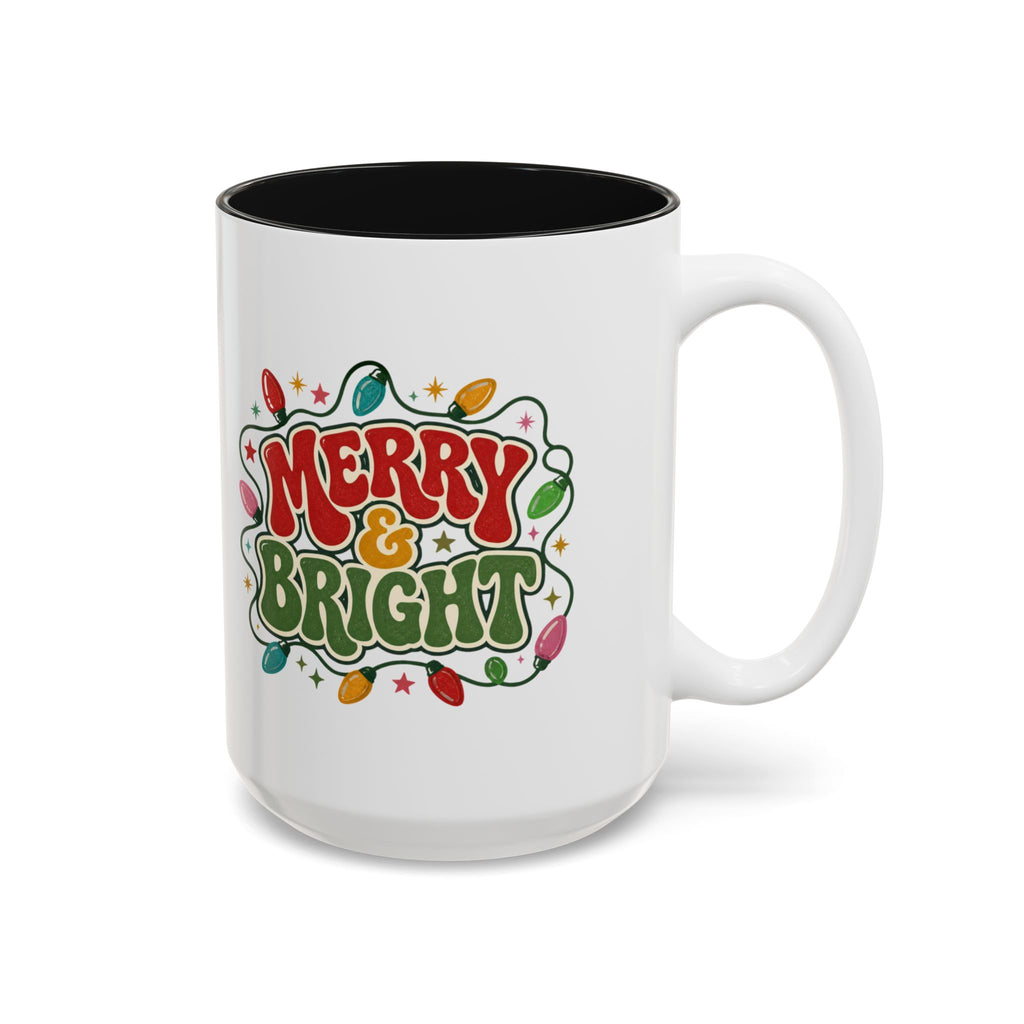 Merry and Bright Mug, Retro Christmas Coffee Mug, Groovy Christmas Lights Cup, Vintage Holiday Mug, Cute Christmas Gift