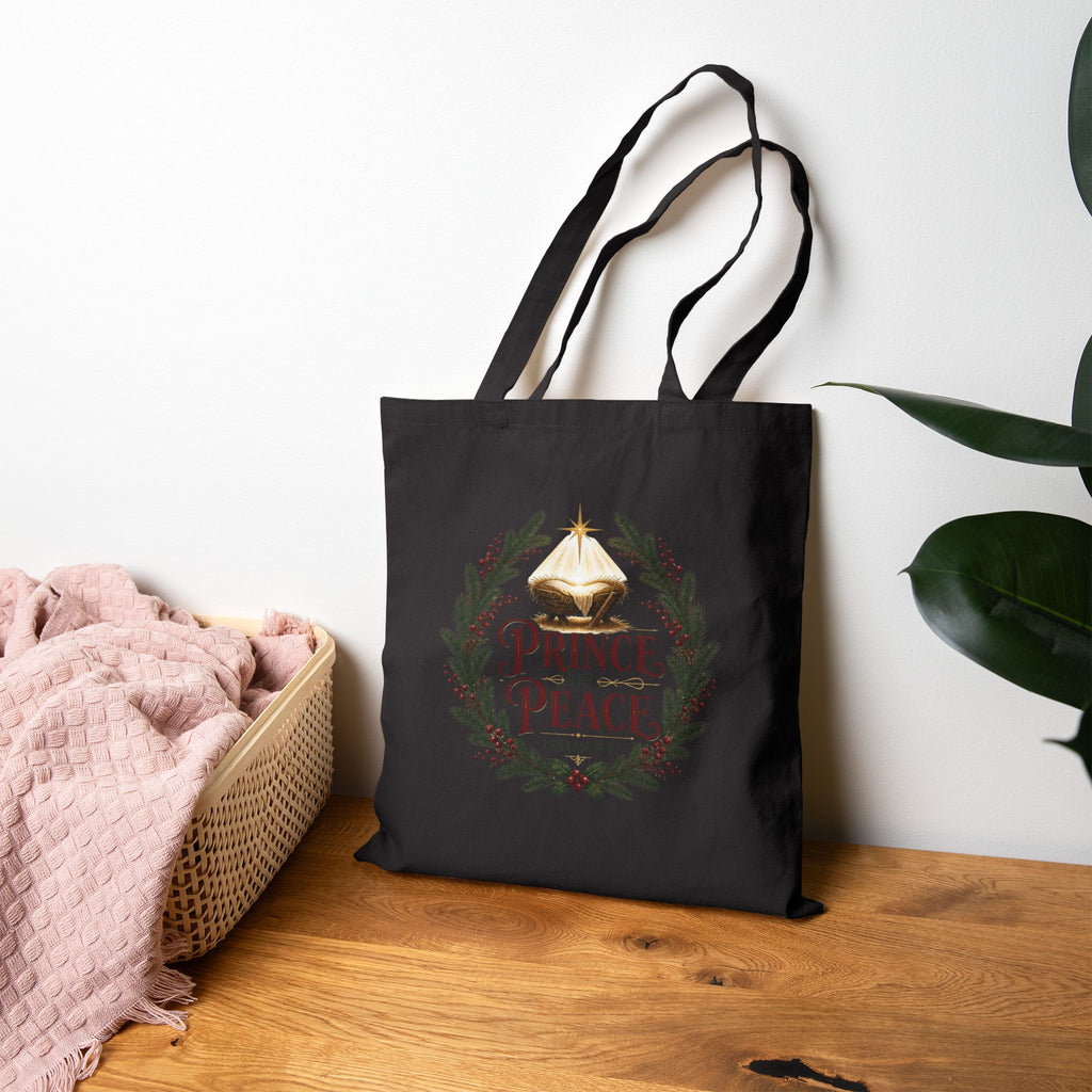 Prince of Peace Tote Bag, Isaiah 9:6 Christmas Canvas Tote, Nativity Manger Bag, Christian Christmas Gift, Church Tote