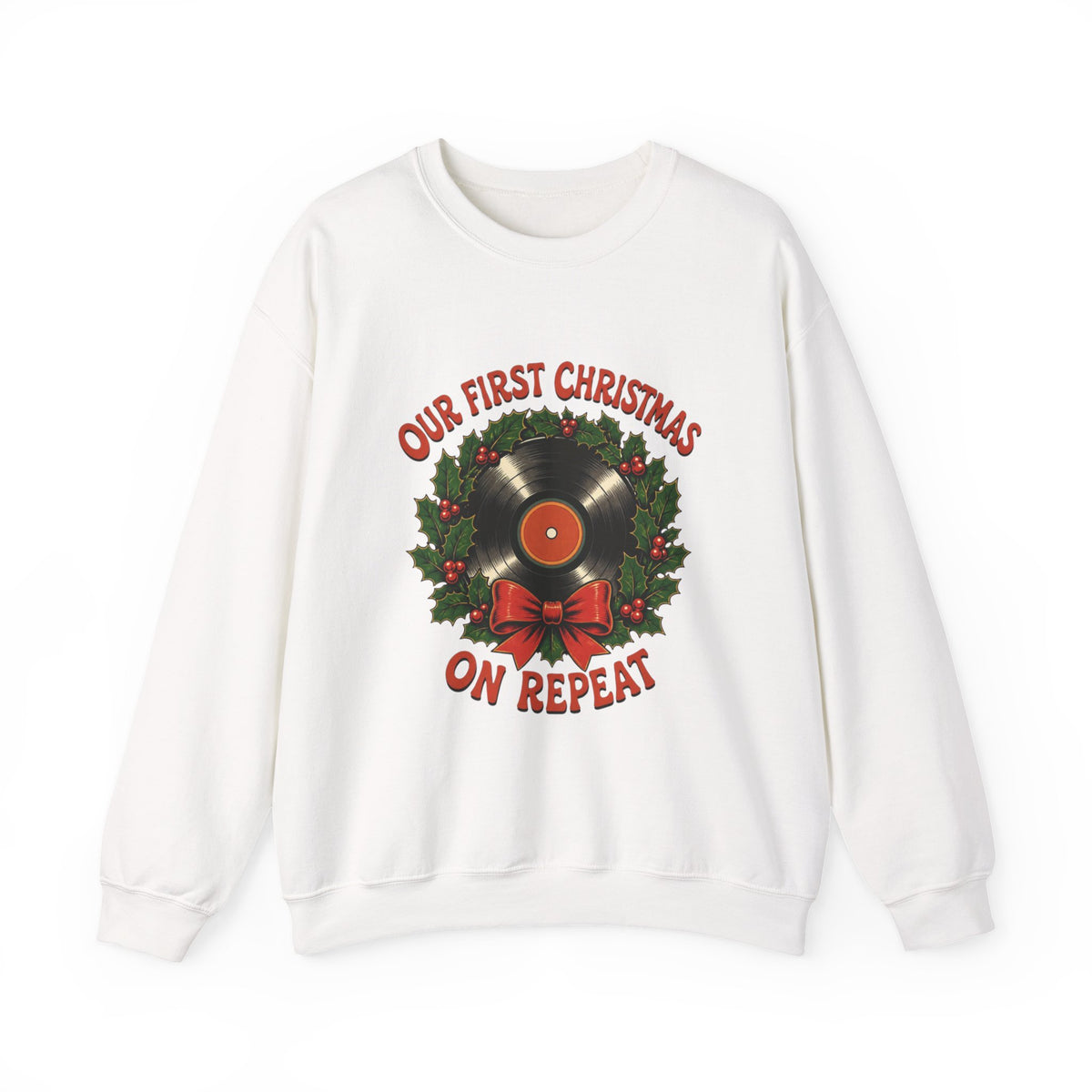 Our First Christmas Sweatshirt, Vinyl Record Christmas Crewneck, First Christmas Together Shirt, Couples Matching Christmas Sweater