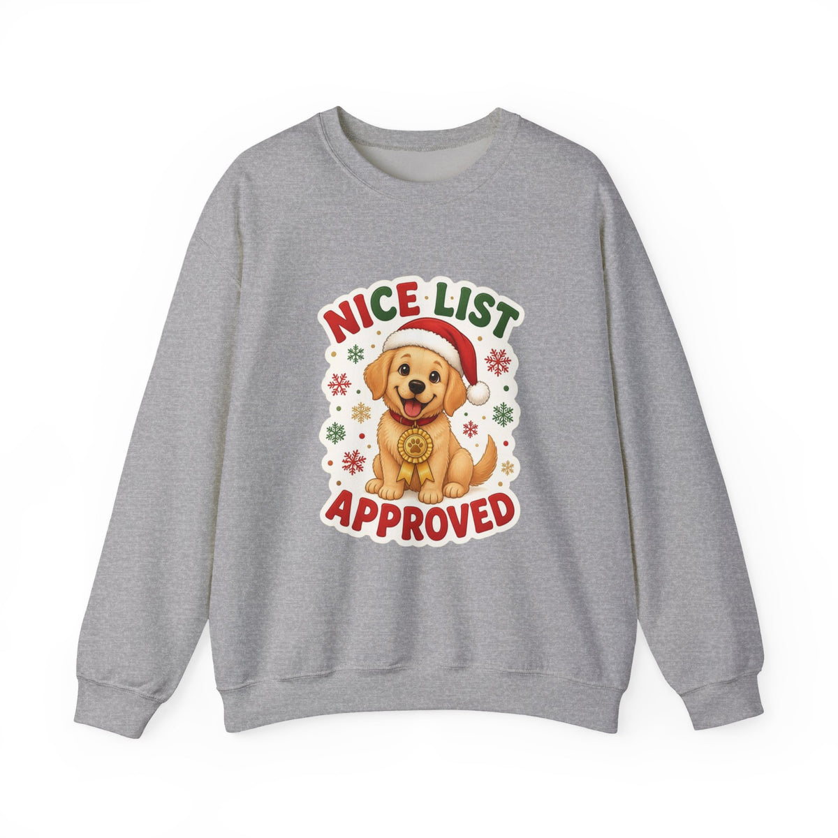 Nice List Approved Dog Sweatshirt, Christmas Dog Crewneck, Golden Retriever Santa Shirt, Dog Mom Christmas Sweater, Dog Lover Gift
