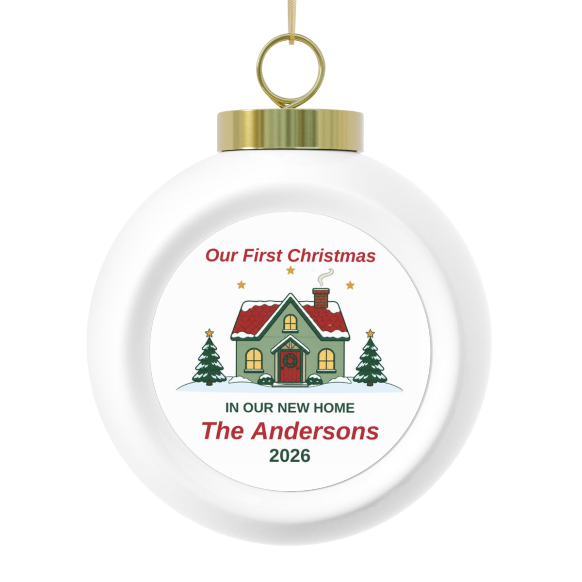 Classic House New Home Personalized Premium Ball Ornament