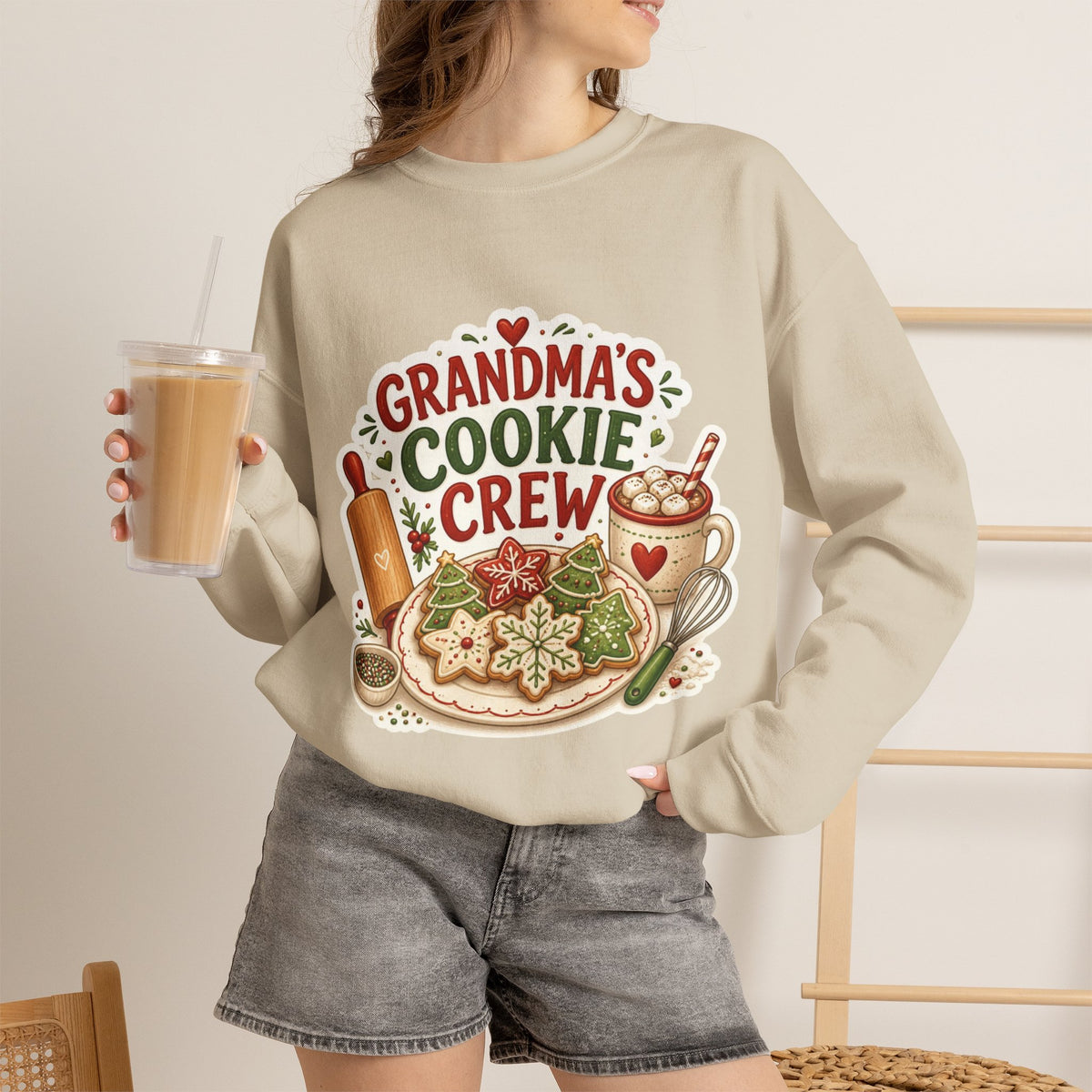 Grandma's Cookie Crew Sweatshirt, Christmas Baking Crewneck, Grandma Christmas Sweater, Cookie Baking Shirt, Gift for Grandma