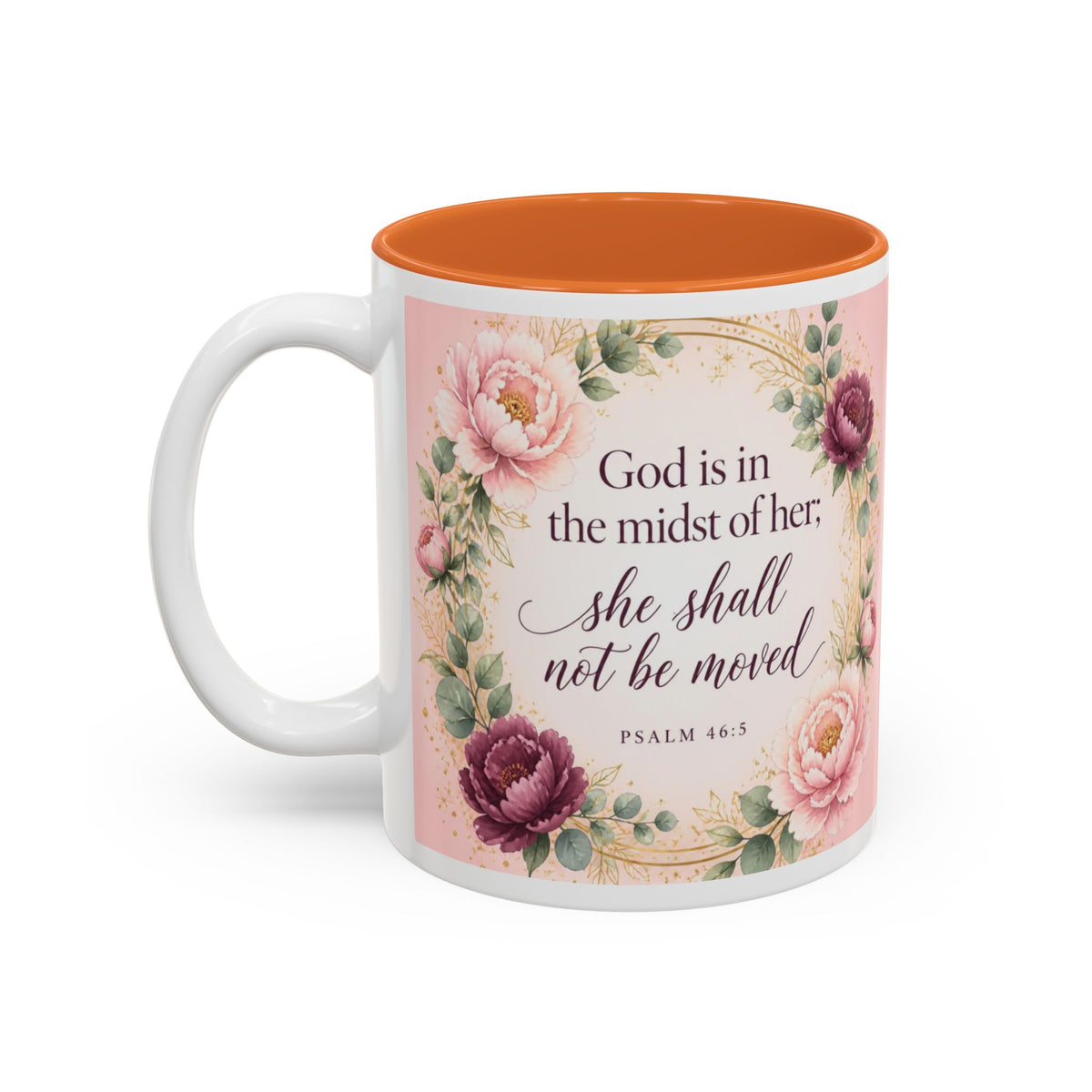 Psalm 46:5 Mug, God Is in the Midst of Her She Shall Not Be Moved, KJV Bible Verse Mug, Christian Gift for Her, Floral Faith Coffee Cup