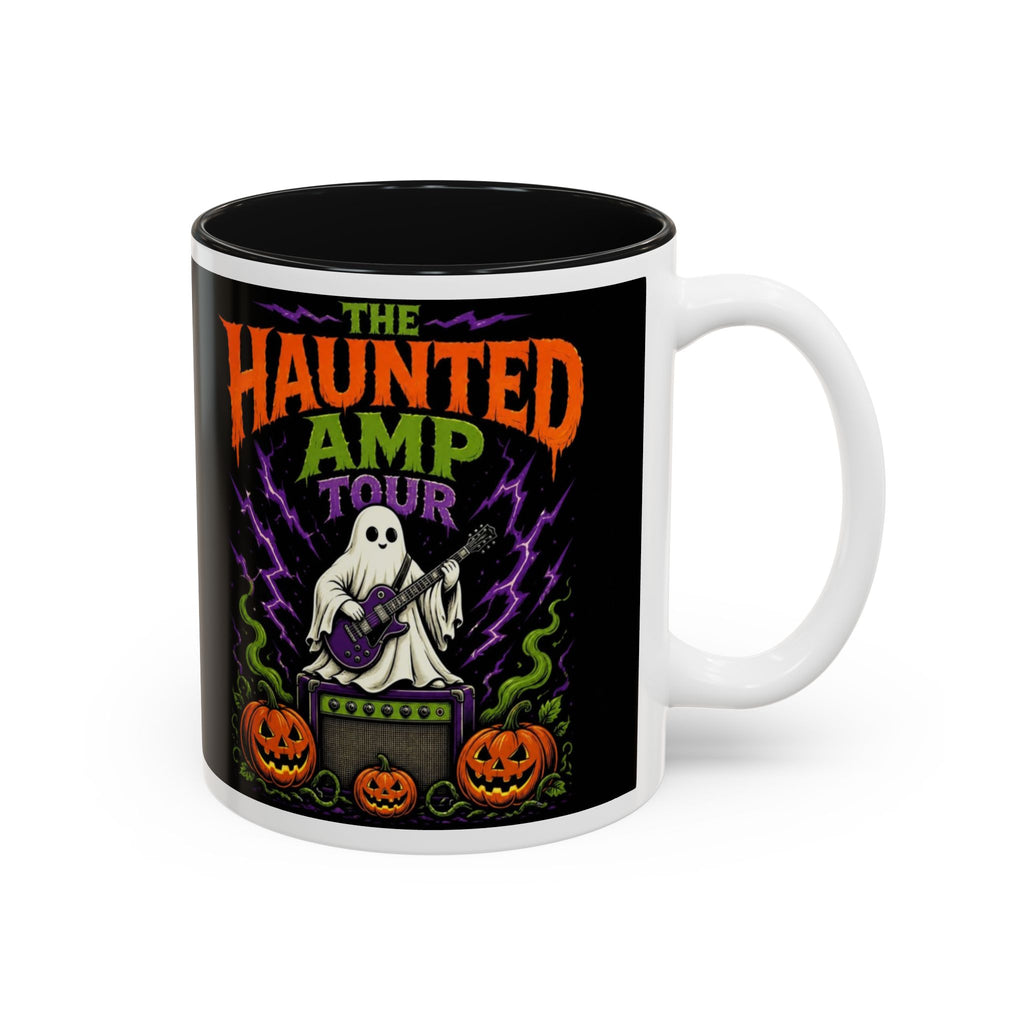 Haunted Amp Tour Halloween Mug, Ghost Guitar Coffee Mug, Spooky Rock and Roll Cup, Halloween Musician Gift, Funny Ghost Mug