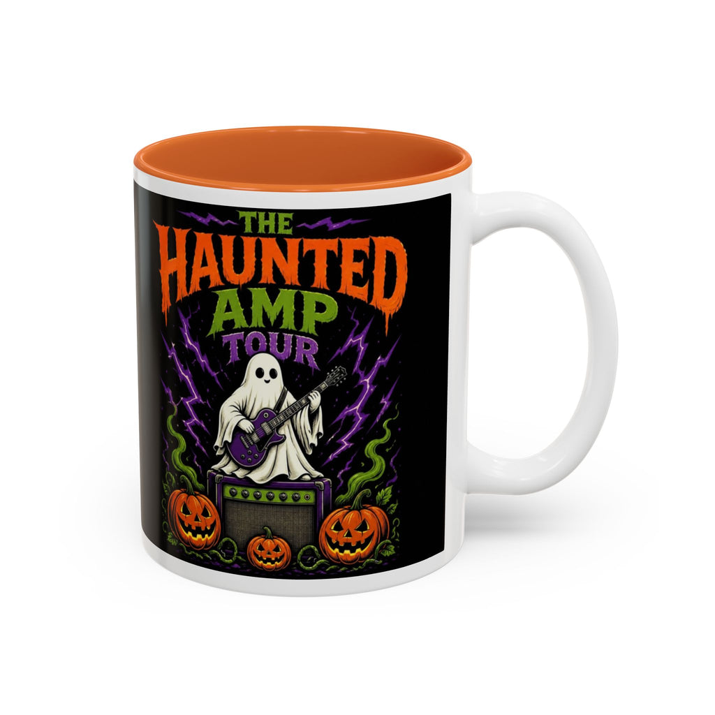 Haunted Amp Tour Halloween Mug, Ghost Guitar Coffee Mug, Spooky Rock and Roll Cup, Halloween Musician Gift, Funny Ghost Mug