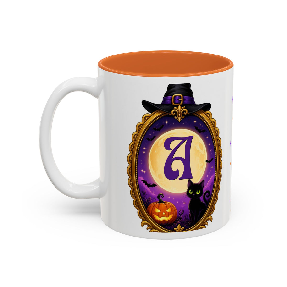 Personalized Initial Halloween Mug, Custom Monogram Witch Mug, Black Cat Pumpkin Coffee Cup, Witchy Gift for Her, Spooky Season Mug