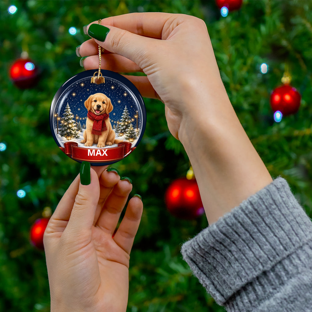 Personalized Dog Christmas Ornament, Custom Pet Name Ornament, Golden Retriever Snow Globe, Puppy Ornament 2026, Dog Lover Gift