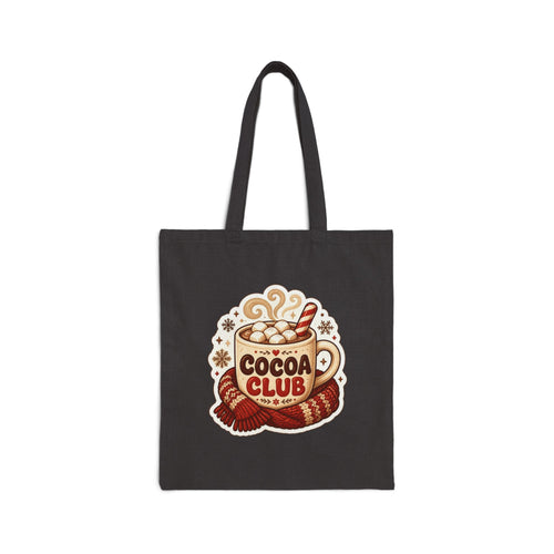 Cocoa Club Tote Bag, Hot Chocolate Christmas Canvas Tote, Cute Hot Cocoa Bag, Winter Tote, Cozy Holiday Gift Bag