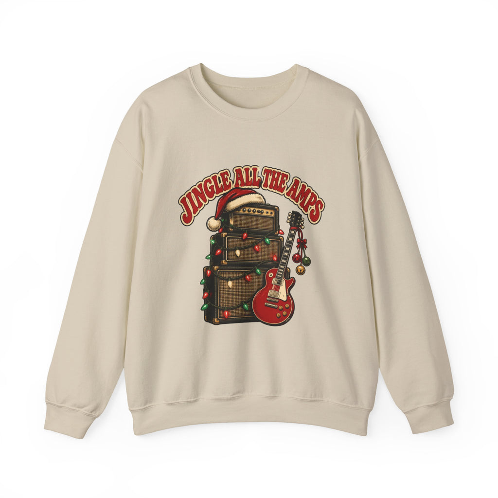 Jingle All the Amps Sweatshirt, Rock and Roll Christmas Crewneck, Guitar Amp Christmas Sweater, Guitar Player Gift, Musician