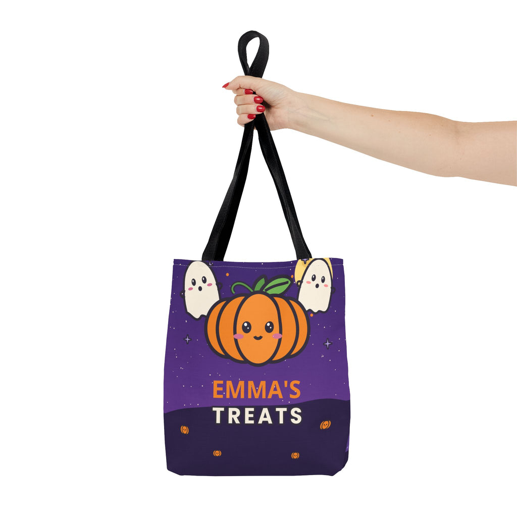 Personalized Trick or Treat Bag, Kids Halloween Tote With Name, Custom Candy Bag, Cute Pumpkin Ghost Treat Bag, Halloween Basket for Kids