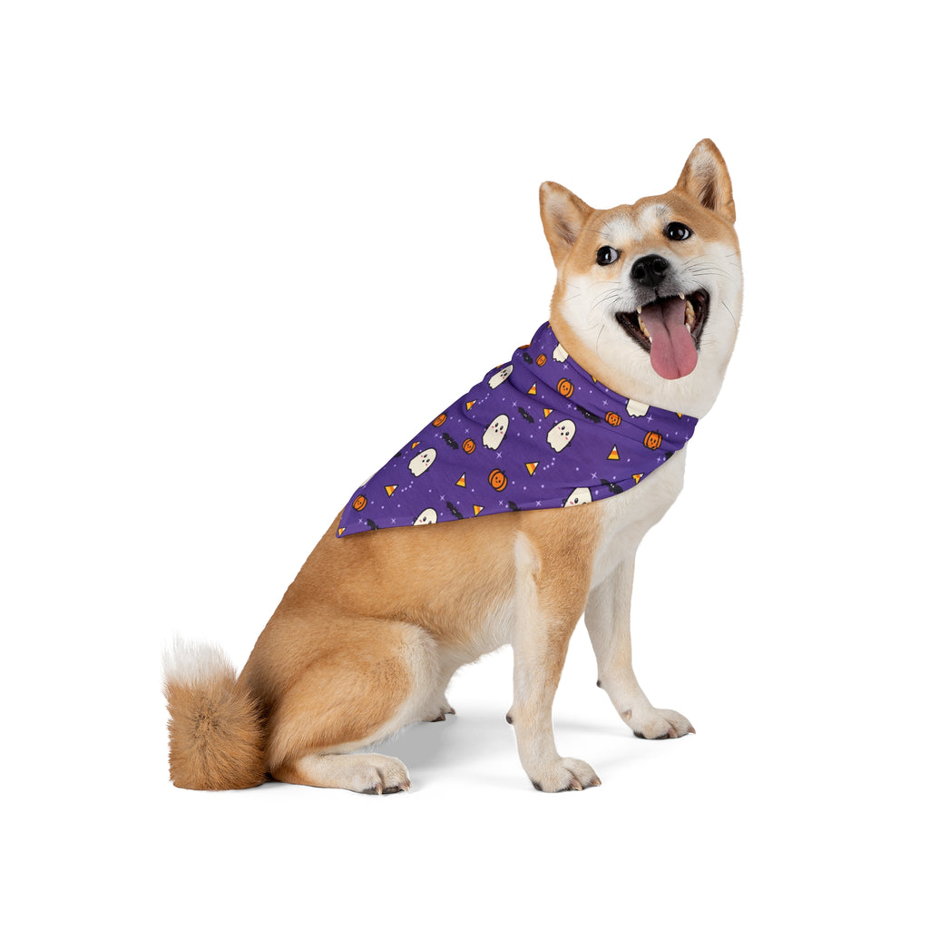 Halloween Dog Bandana, Boo Crew Ghost Pet Bandana, Cute Purple Spooky Dog Scarf, Pumpkin Candy Corn Bandana, Halloween Pet Costume