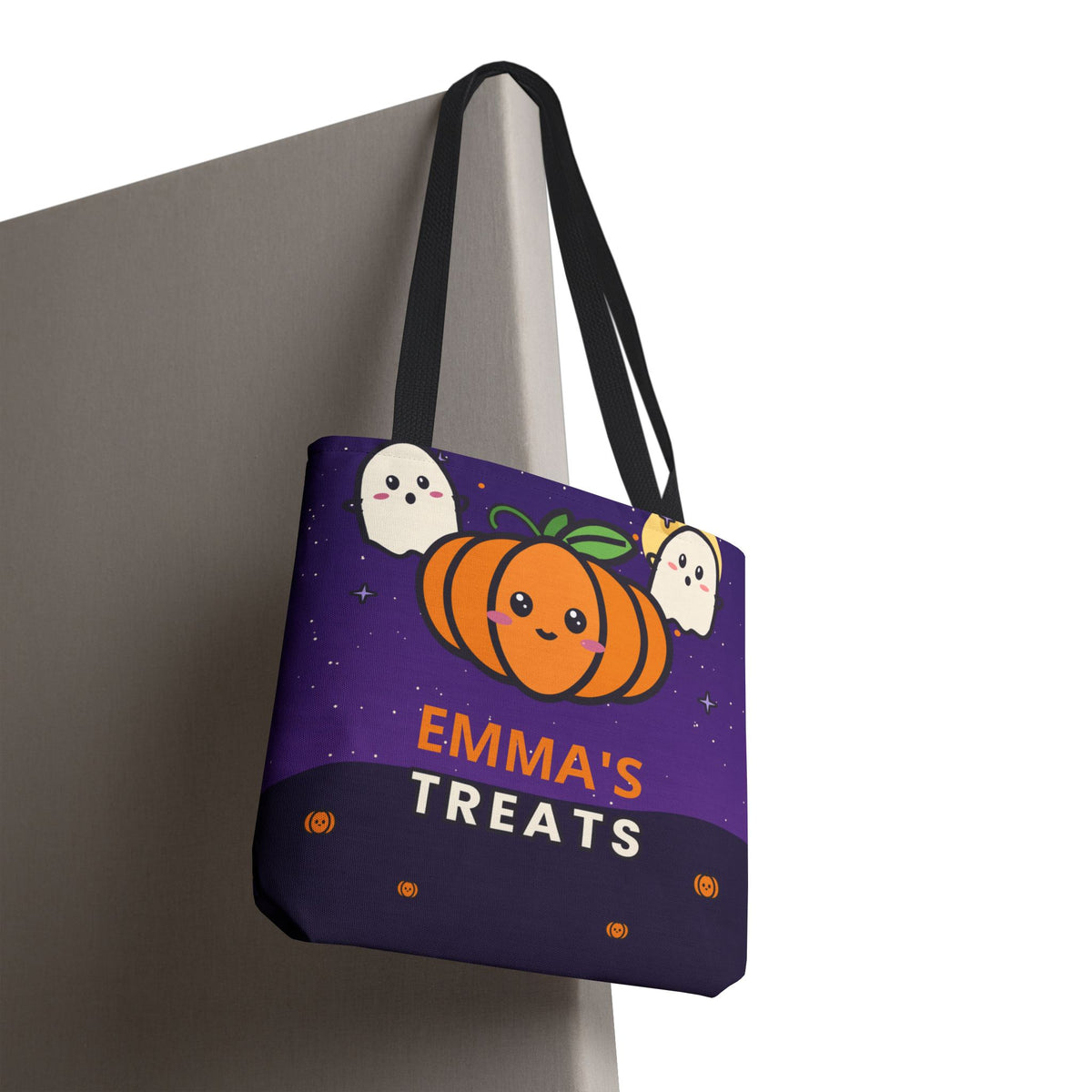 Personalized Trick or Treat Bag, Kids Halloween Tote With Name, Custom Candy Bag, Cute Pumpkin Ghost Treat Bag, Halloween Basket for Kids