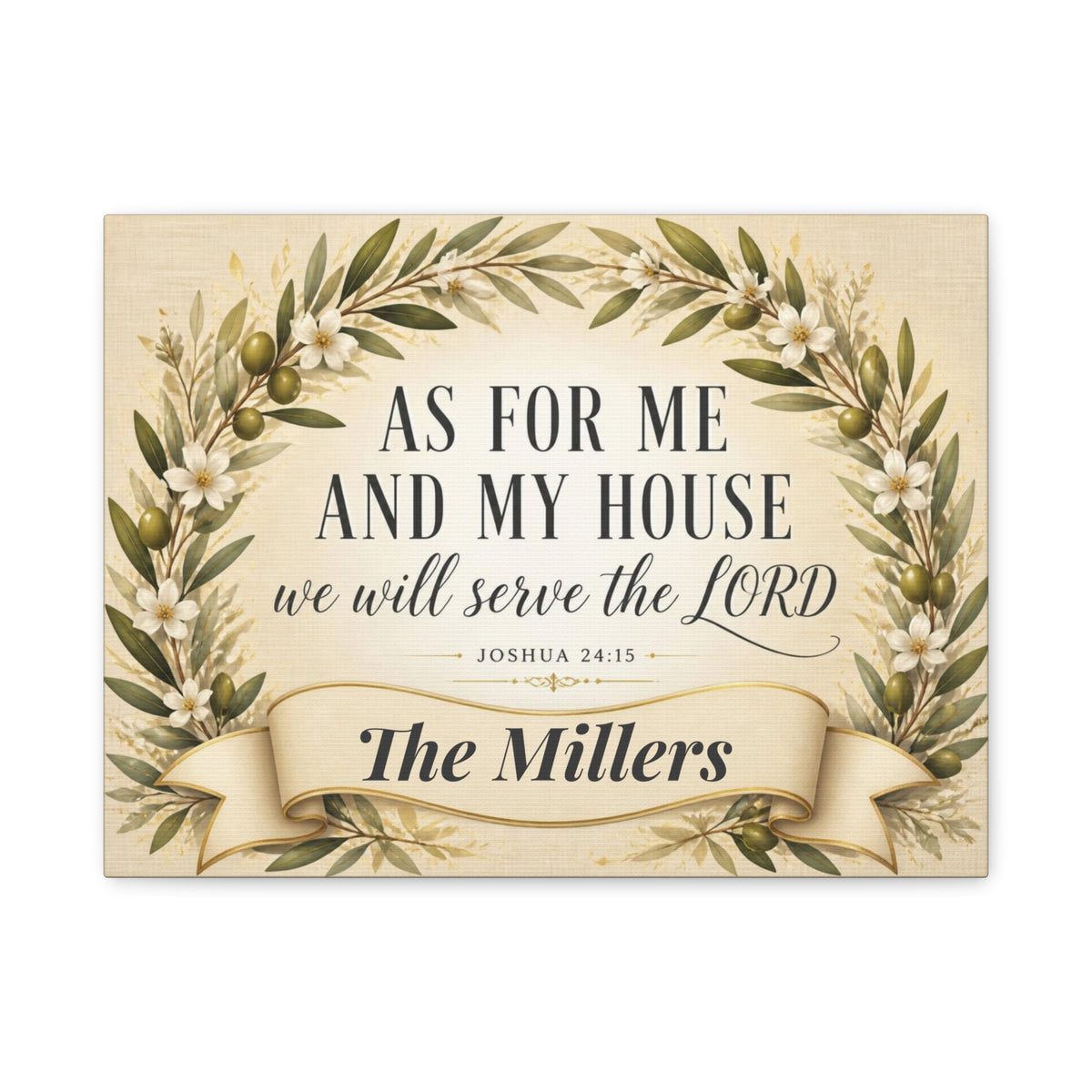 Personalized As For Me and My House Canvas, Joshua 24:15 KJV Wall Art, Family Name Sign, Christian Home Decor, Wedding Housewarming Gift