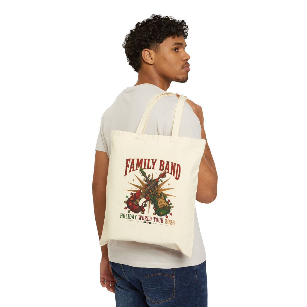 Family Band Holiday World Tour 2026 Tote Bag, Rock and Roll Christmas Canvas Tote, Guitar Christmas Bag, Music Lover Gift