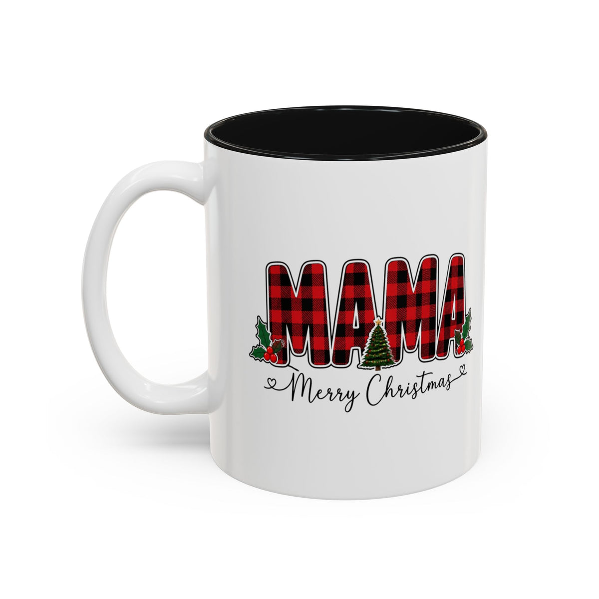 Mama Christmas Mug, Buffalo Plaid Mama Coffee Mug, Merry Christmas Mom Cup, Christmas Gift for Mom, Red Plaid Holiday Mug