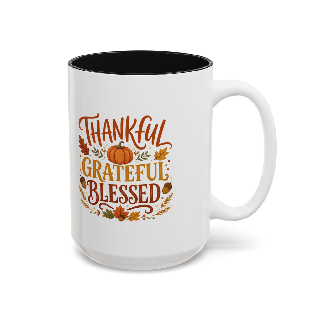 Thankful Grateful Blessed Mug, Thanksgiving Coffee Mug, Fall Pumpkin Cup, Autumn Leaves Mug, Hostess Gift, Thanksgiving Gift