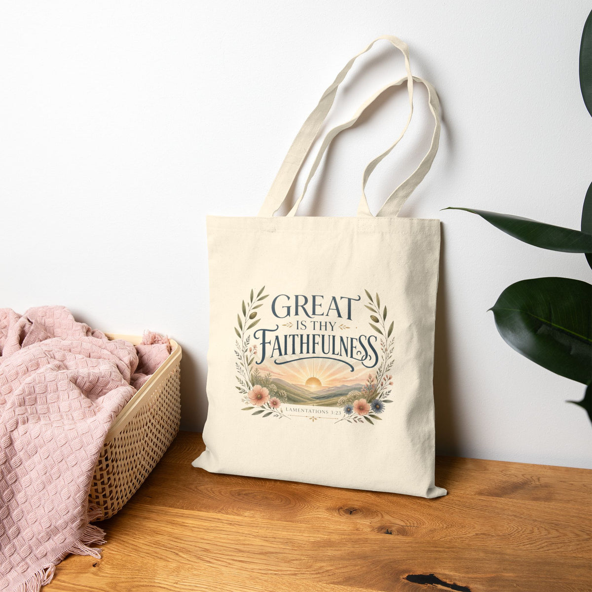 Great Is Thy Faithfulness Tote Bag, Lamentations 3:23 Canvas Tote, Bible Verse Bag, Christian Church Tote, Faith Gift