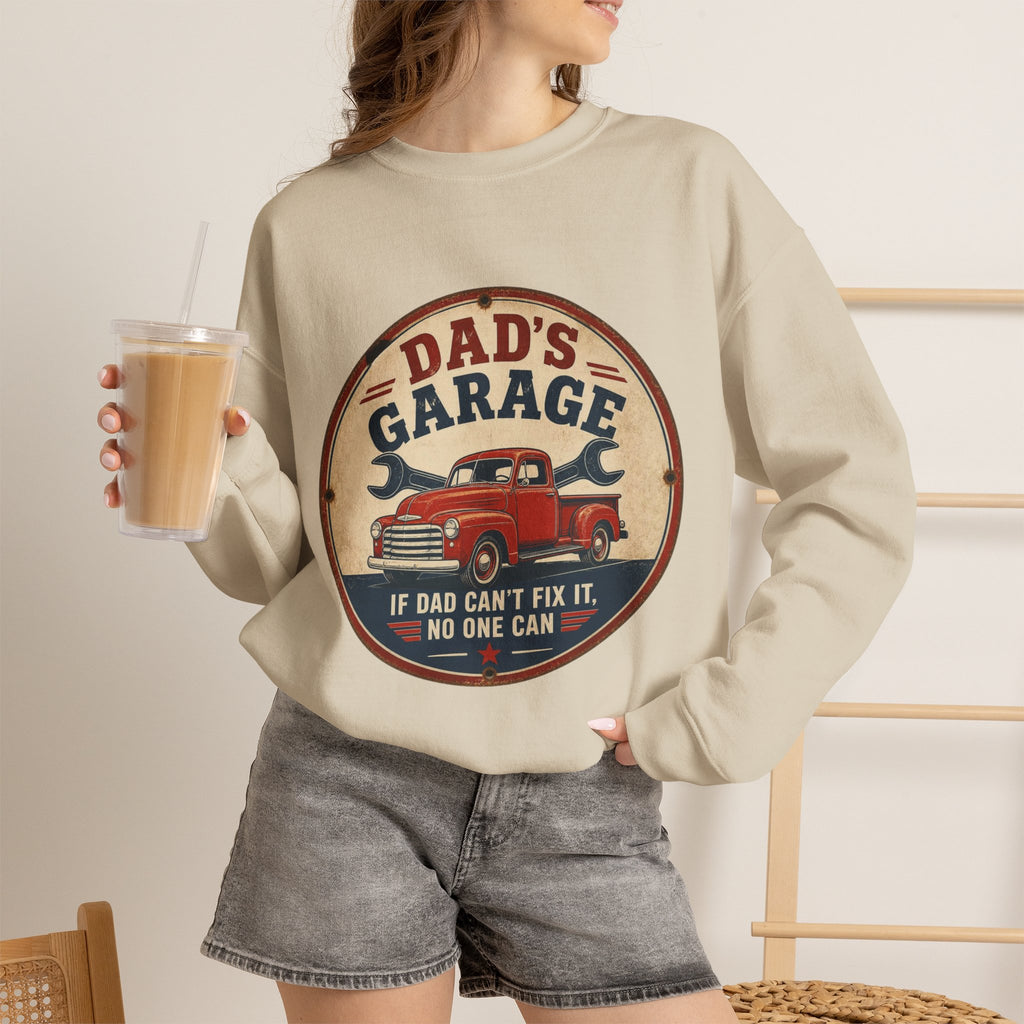 Dad's Garage Sweatshirt, If Dad Can't Fix It No One Can Crewneck, Vintage Truck Shirt, Funny Dad Gift, Mechanic Dad Sweater