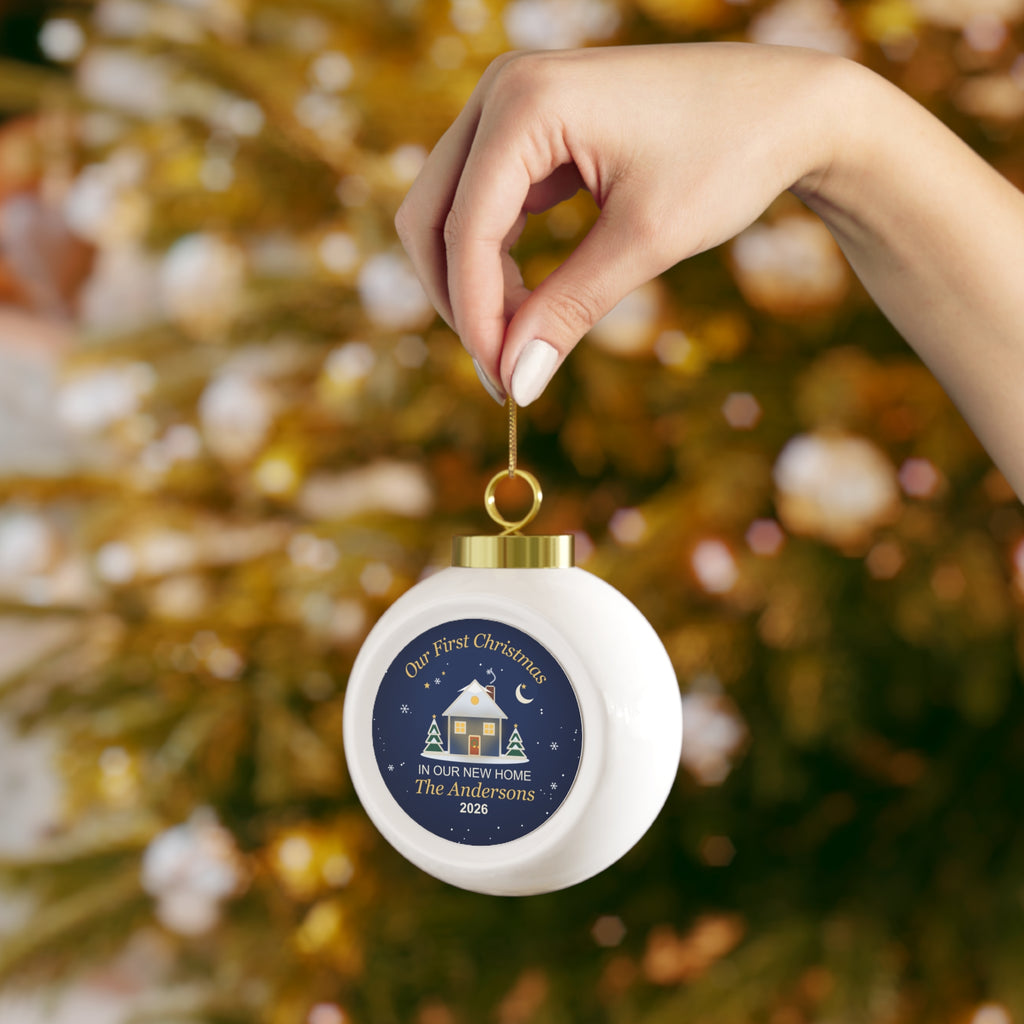Winter Night New Home Personalized Premium Ball Ornament