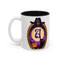 Personalized Initial Halloween Mug, Custom Monogram Witch Mug, Black Cat Pumpkin Coffee Cup, Witchy Gift for Her, Spooky Season Mug