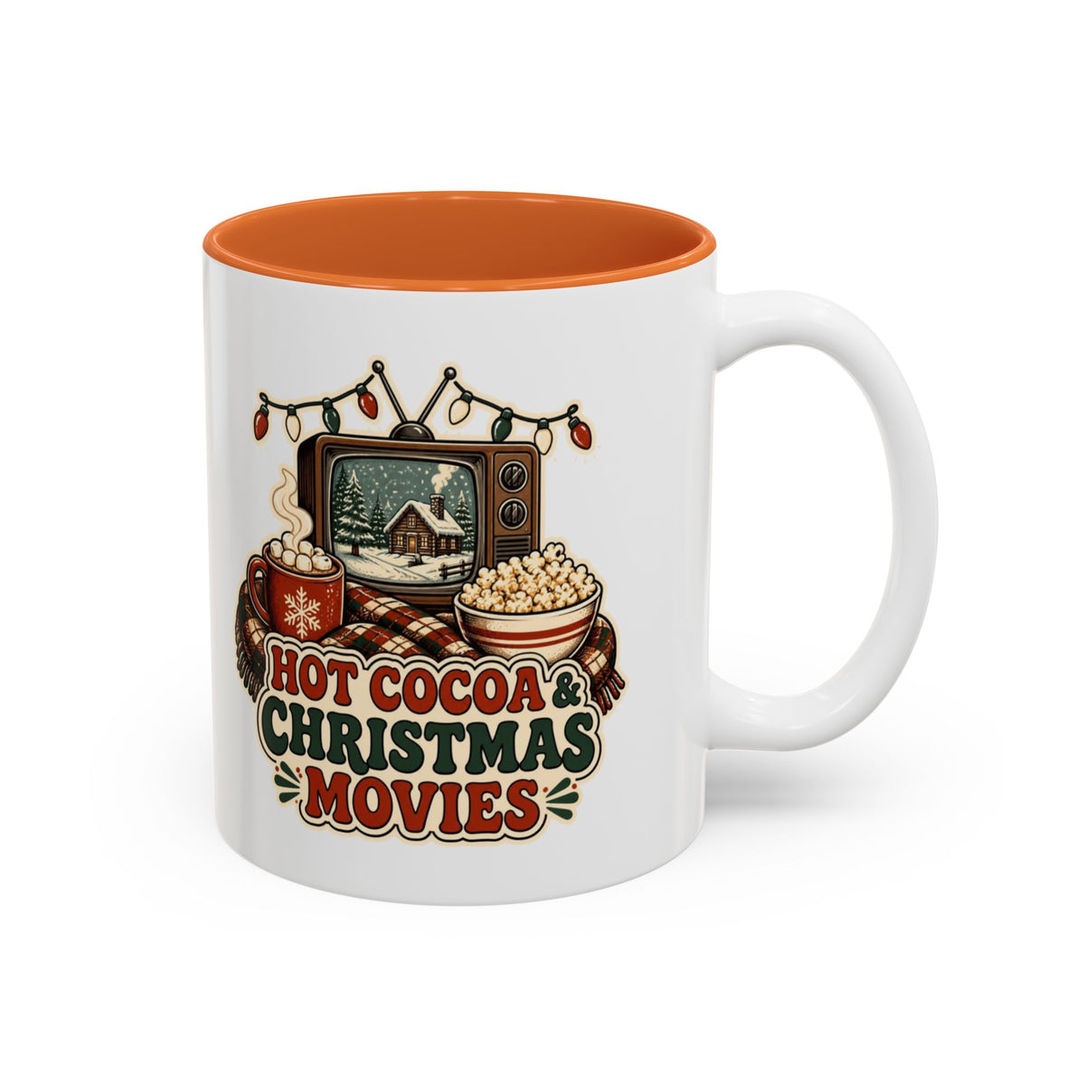 Hot Cocoa and Christmas Movies Mug, Cozy Christmas Coffee Mug, Christmas Movie Night Cup, Winter Hot Chocolate Mug, Gift for Her