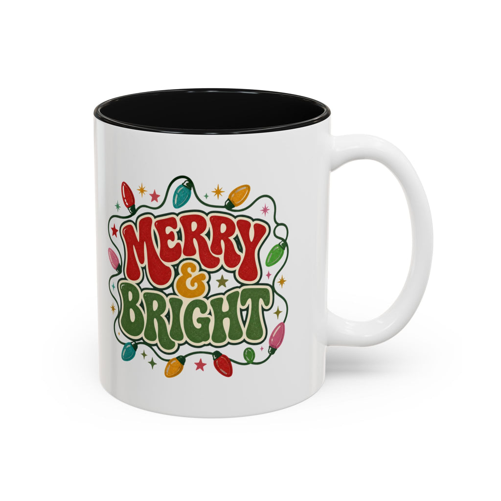 Merry and Bright Mug, Retro Christmas Coffee Mug, Groovy Christmas Lights Cup, Vintage Holiday Mug, Cute Christmas Gift