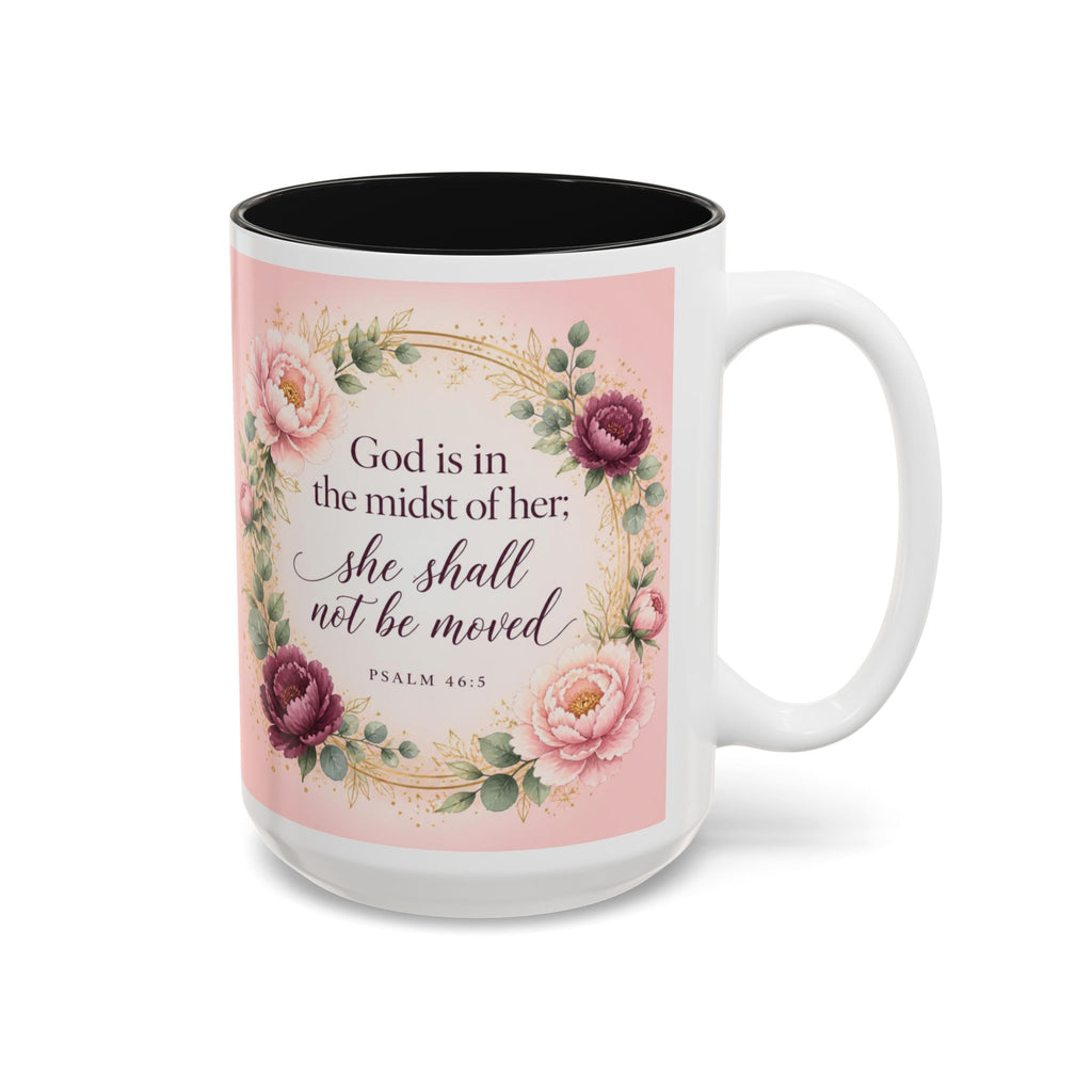 Psalm 46:5 Mug, God Is in the Midst of Her She Shall Not Be Moved, KJV Bible Verse Mug, Christian Gift for Her, Floral Faith Coffee Cup