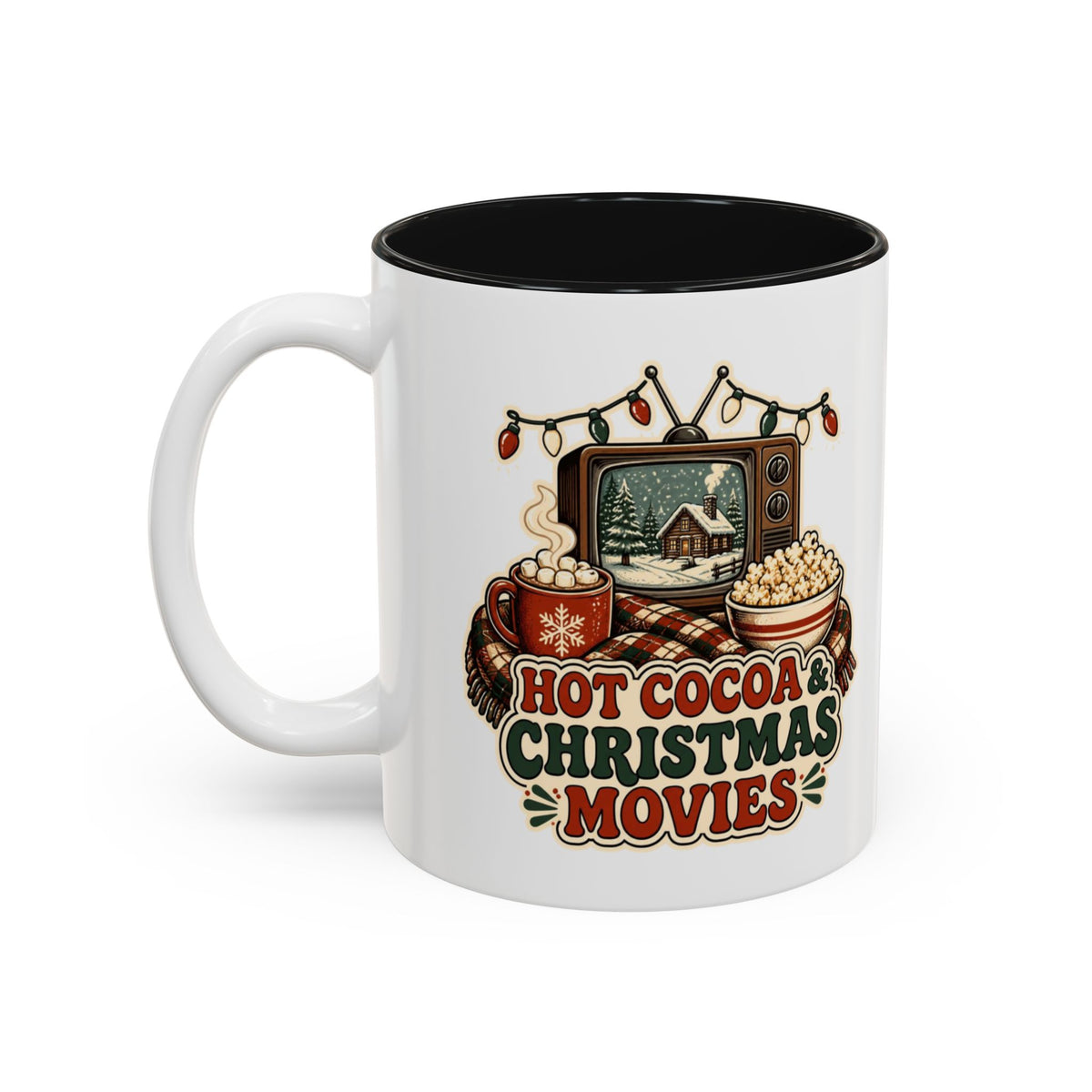 Hot Cocoa and Christmas Movies Mug, Cozy Christmas Coffee Mug, Christmas Movie Night Cup, Winter Hot Chocolate Mug, Gift for Her