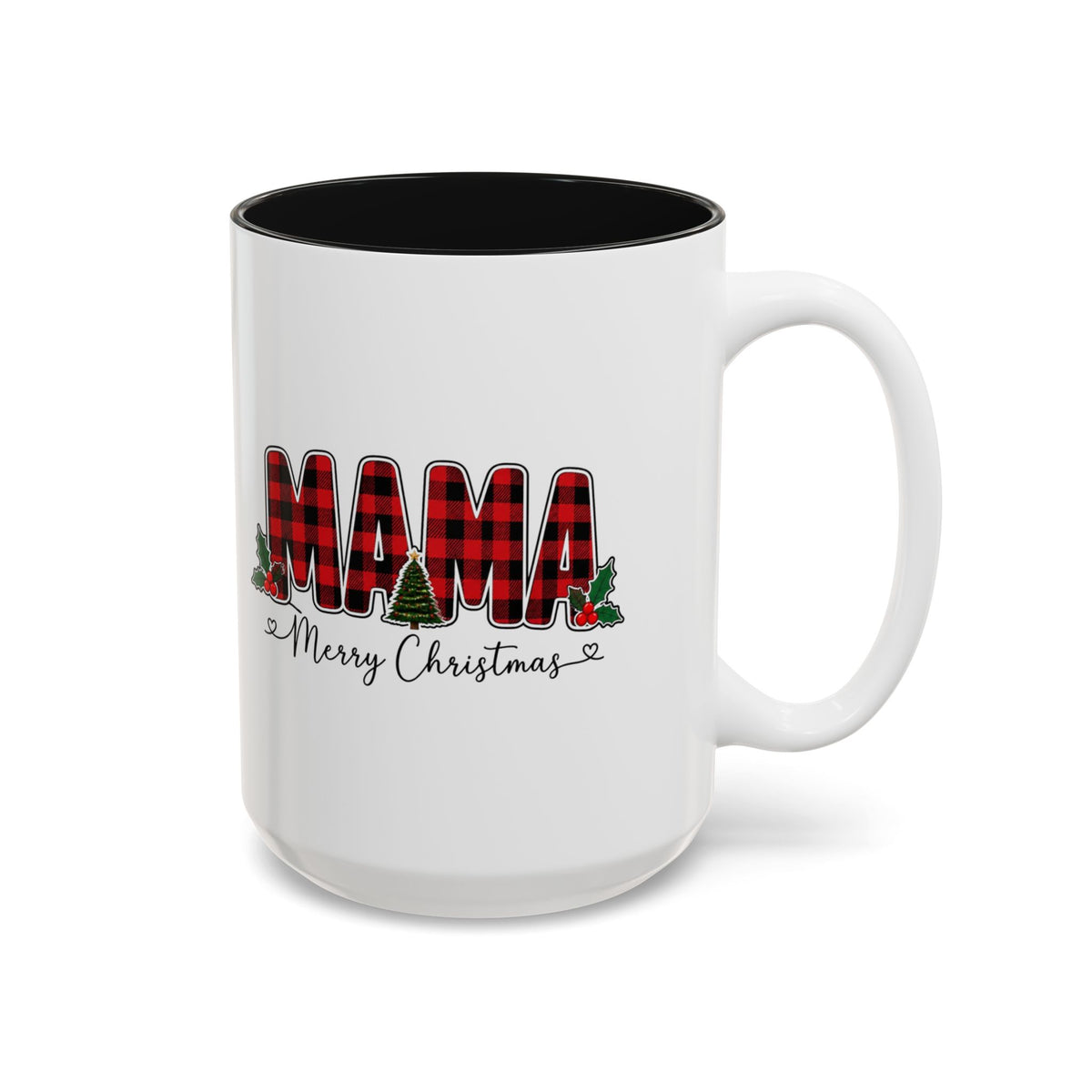 Mama Christmas Mug, Buffalo Plaid Mama Coffee Mug, Merry Christmas Mom Cup, Christmas Gift for Mom, Red Plaid Holiday Mug