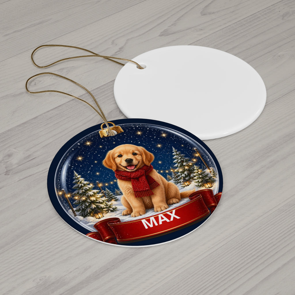 Personalized Dog Christmas Ornament, Custom Pet Name Ornament, Golden Retriever Snow Globe, Puppy Ornament 2026, Dog Lover Gift