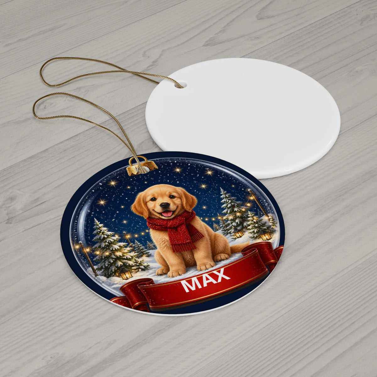 Personalized Dog Christmas Ornament, Custom Pet Name Ornament, Golden Retriever Snow Globe, Puppy Ornament 2026, Dog Lover Gift