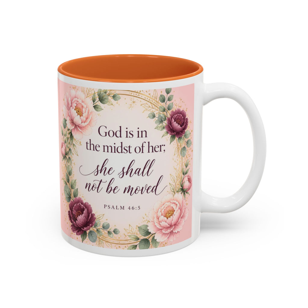 Psalm 46:5 Mug, God Is in the Midst of Her She Shall Not Be Moved, KJV Bible Verse Mug, Christian Gift for Her, Floral Faith Coffee Cup