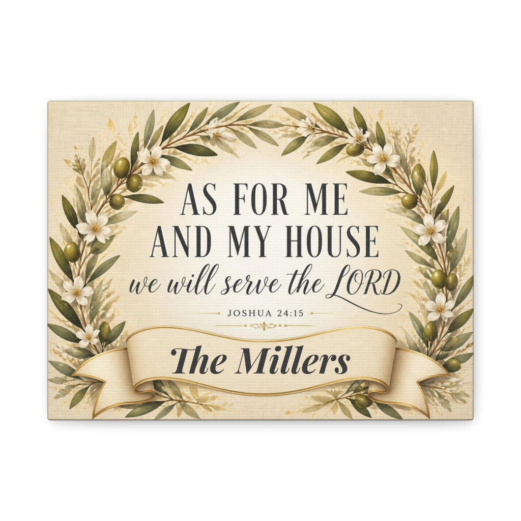 Personalized As For Me and My House Canvas, Joshua 24:15 KJV Wall Art, Family Name Sign, Christian Home Decor, Wedding Housewarming Gift