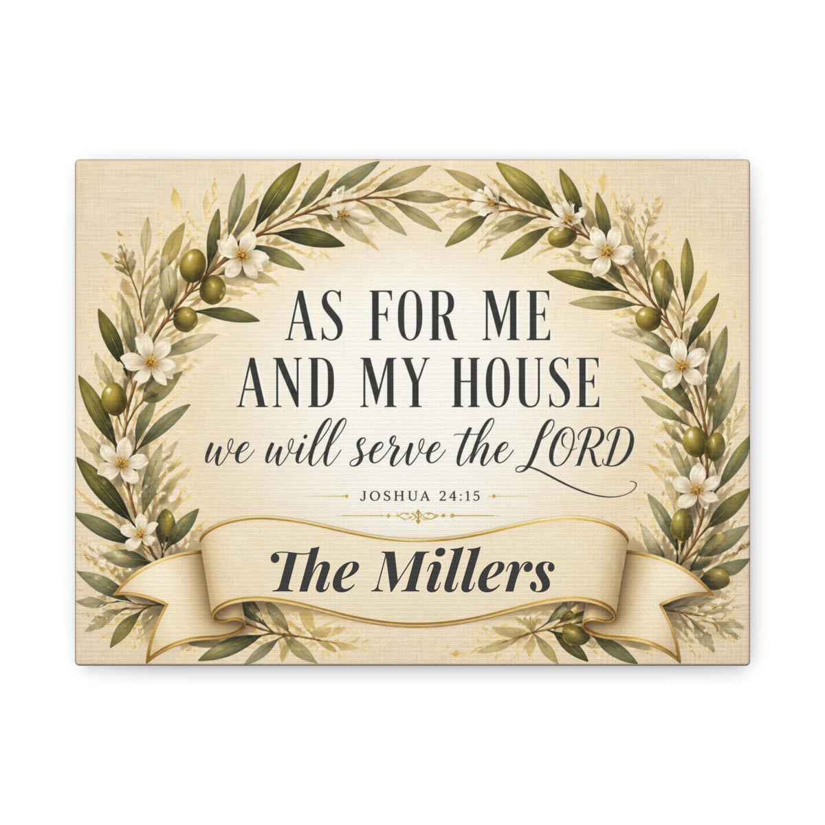Personalized As For Me and My House Canvas, Joshua 24:15 KJV Wall Art, Family Name Sign, Christian Home Decor, Wedding Housewarming Gift