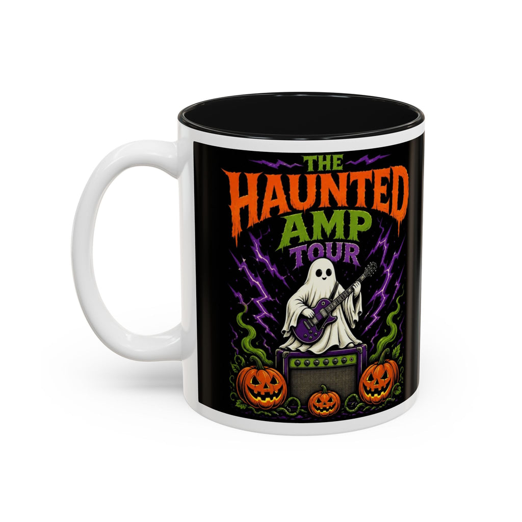 Haunted Amp Tour Halloween Mug, Ghost Guitar Coffee Mug, Spooky Rock and Roll Cup, Halloween Musician Gift, Funny Ghost Mug