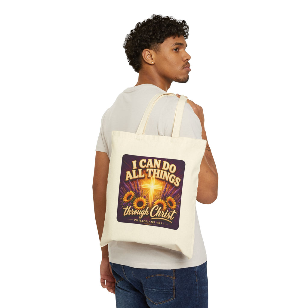 I Can Do All Things Through Christ Tote Bag, Philippians 4:13 Canvas Tote, Christian Tote Bag, Bible Verse Bag, Faith Gift for Women