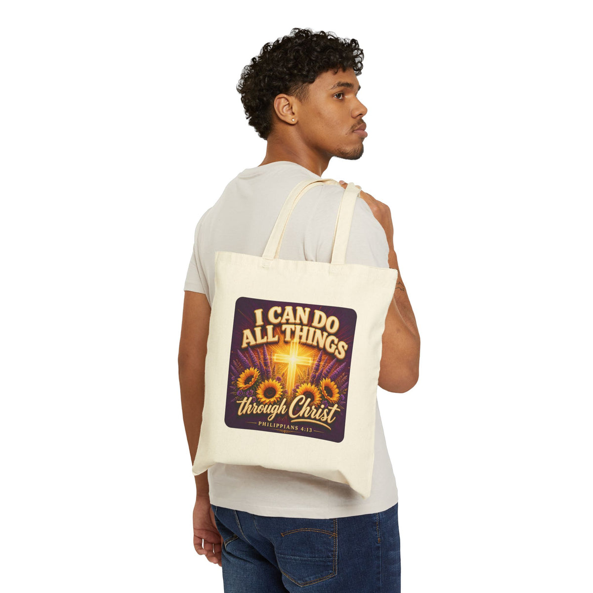 I Can Do All Things Through Christ Tote Bag, Philippians 4:13 Canvas Tote, Christian Tote Bag, Bible Verse Bag, Faith Gift for Women
