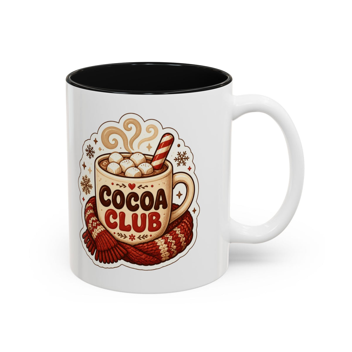 Cocoa Club Mug, Hot Chocolate Christmas Mug, Cute Hot Cocoa Cup with Marshmallows, Winter Coffee Mug, Cozy Holiday Gift