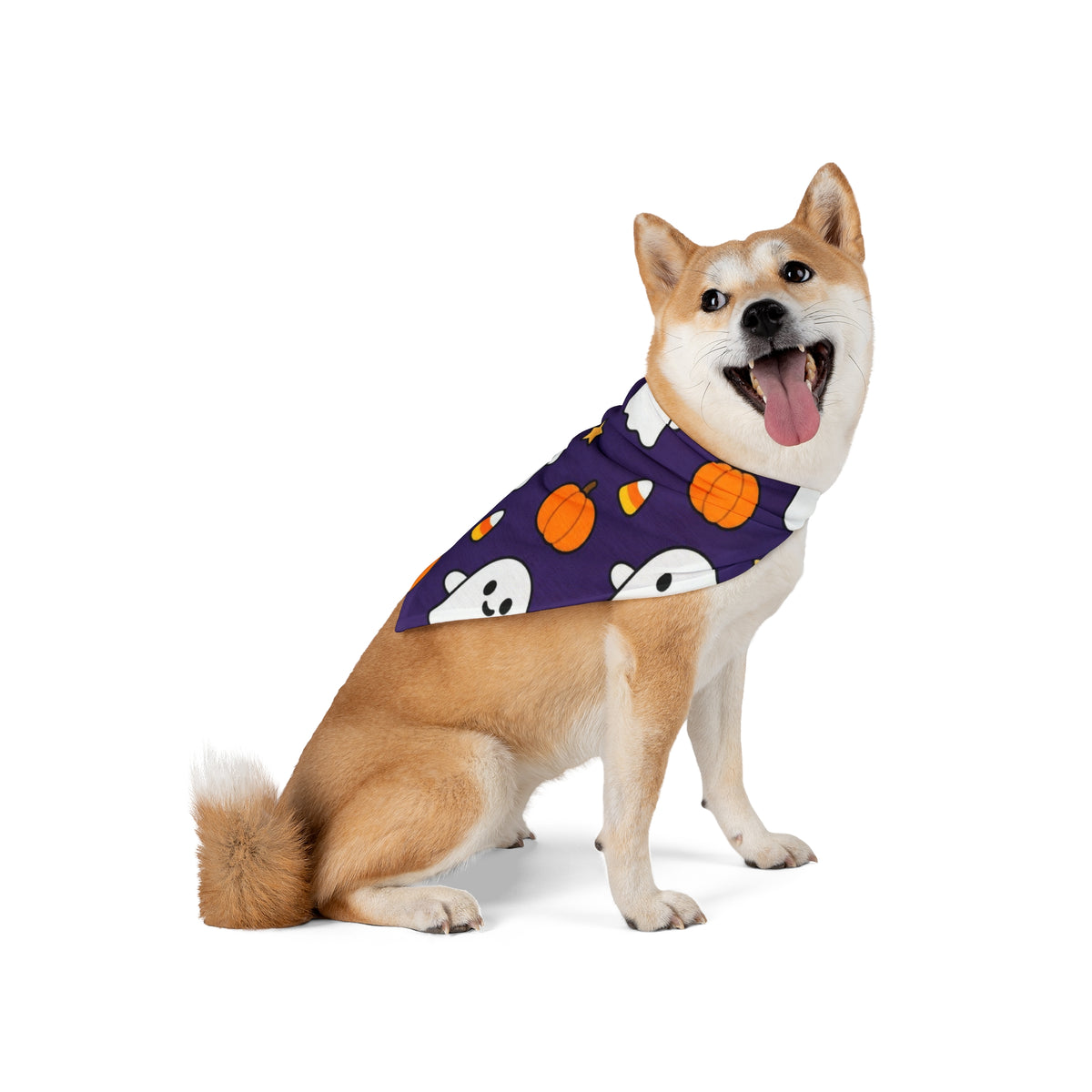 Halloween Dog Bandana, Boo Crew Ghost Pet Bandana, Cute Purple Spooky Dog Scarf, Pumpkin Candy Corn Bandana, Halloween Pet Costume