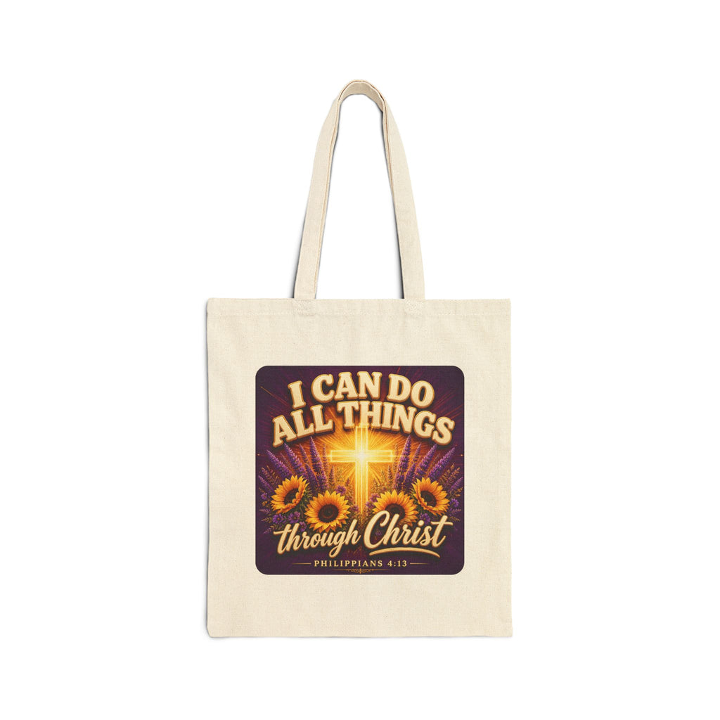 I Can Do All Things Through Christ Tote Bag, Philippians 4:13 Canvas Tote, Christian Tote Bag, Bible Verse Bag, Faith Gift for Women