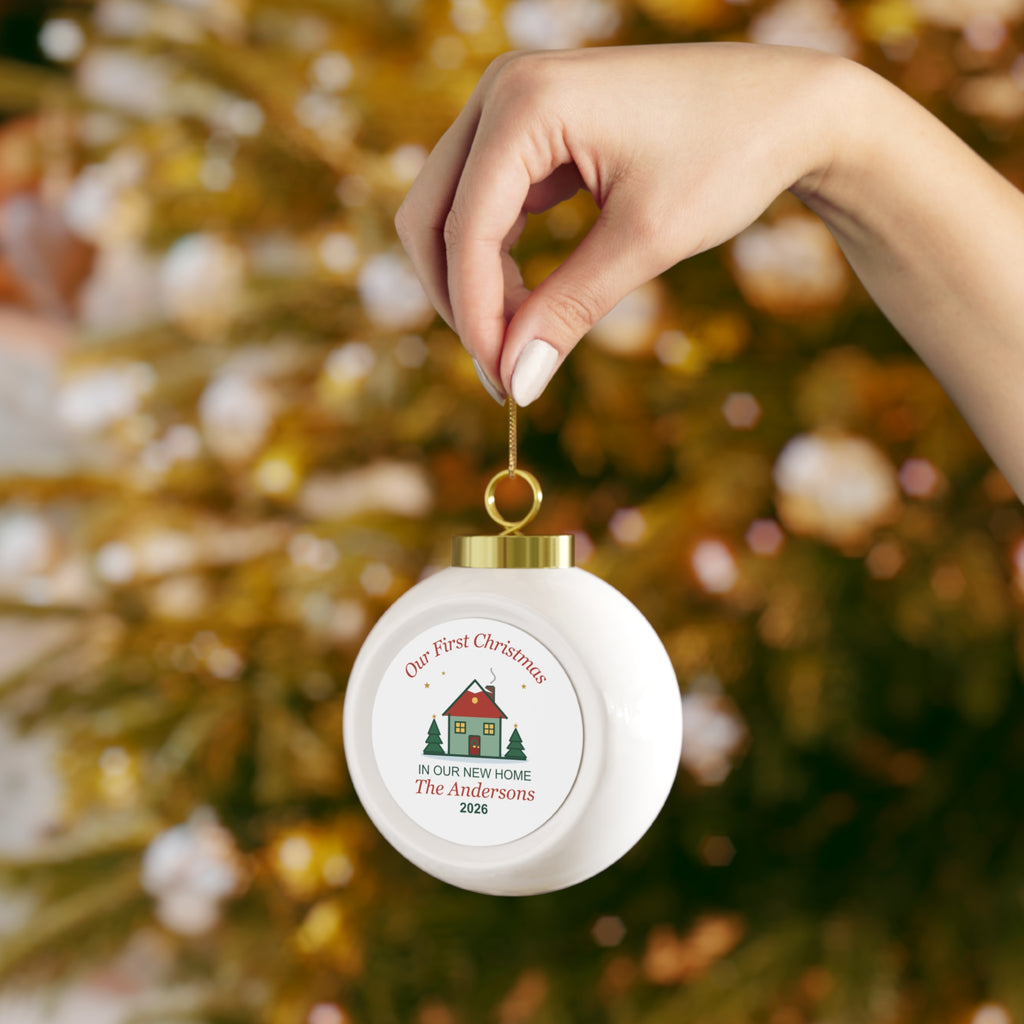 Classic House New Home Personalized Premium Ball Ornament