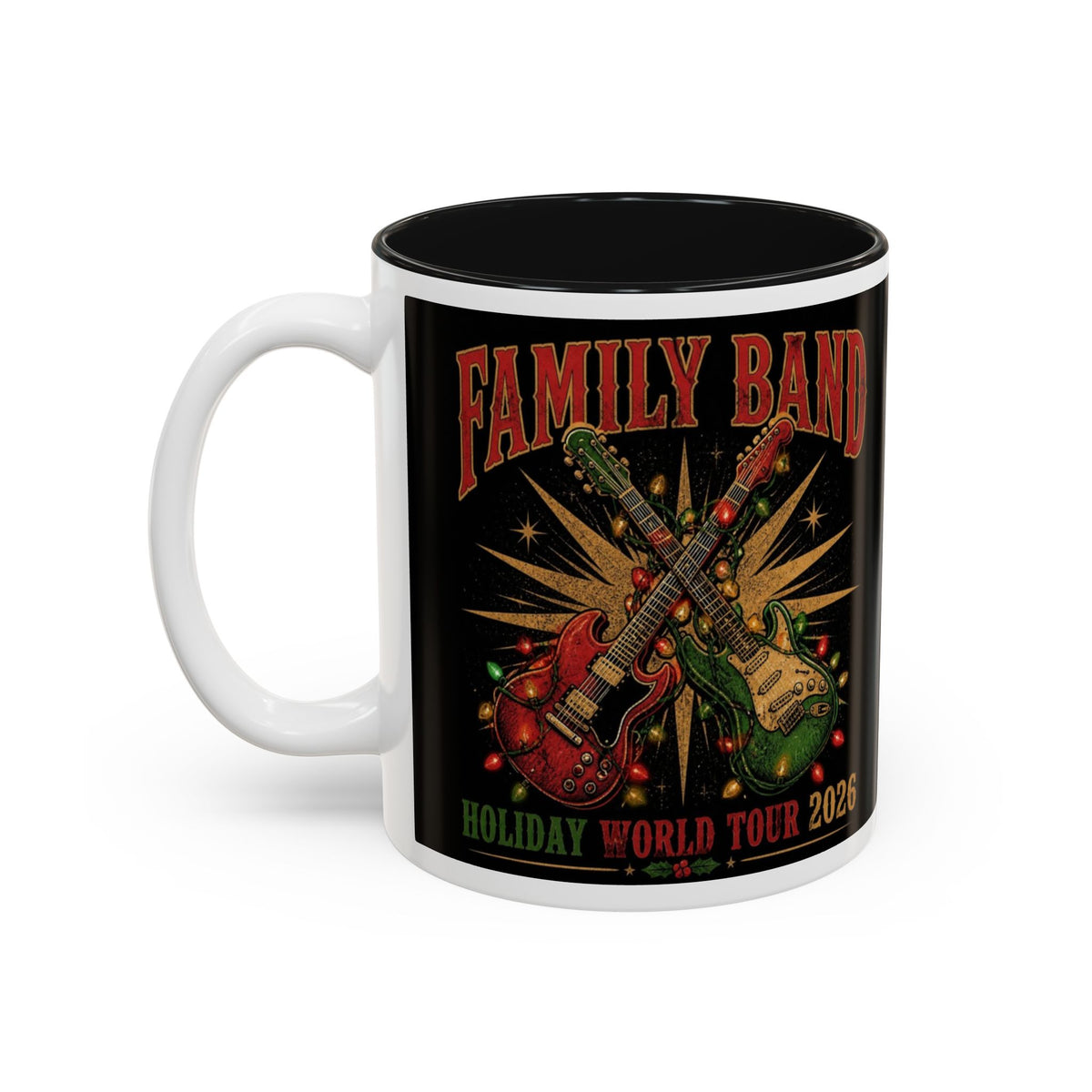 Family Band Holiday World Tour 2026 Mug, Rock and Roll Christmas Coffee Mug, Guitar Christmas Cup, Music Lover Gift, Musician Mug