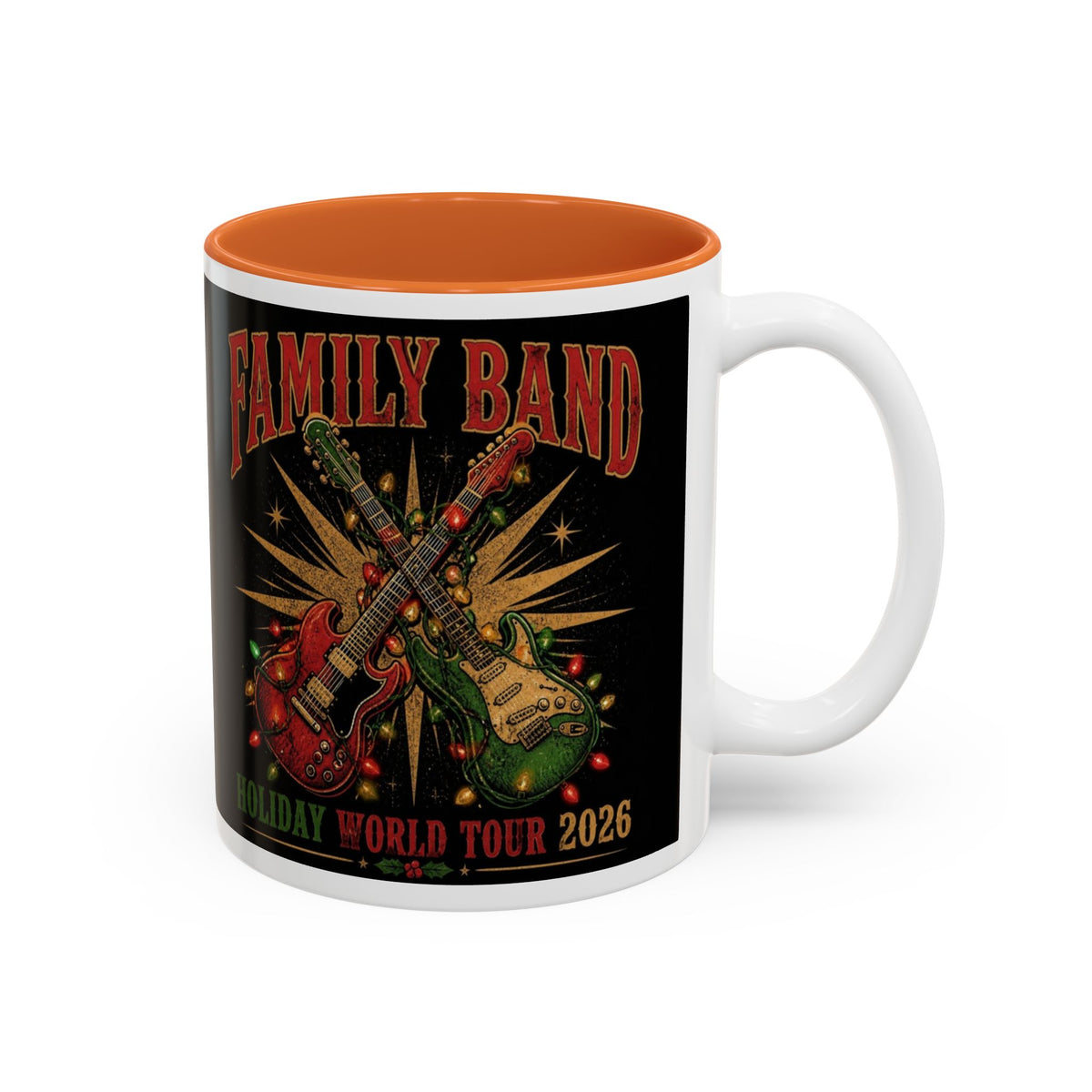 Family Band Holiday World Tour 2026 Mug, Rock and Roll Christmas Coffee Mug, Guitar Christmas Cup, Music Lover Gift, Musician Mug