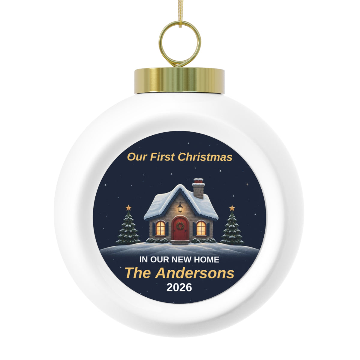 Winter Night New Home Personalized Premium Ball Ornament