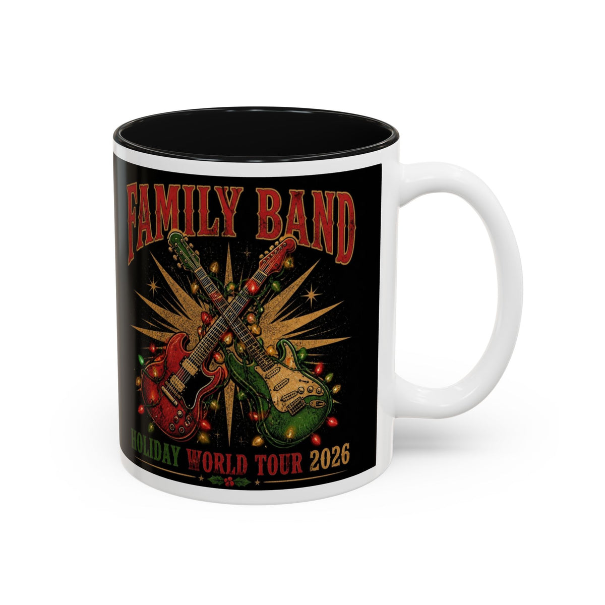 Family Band Holiday World Tour 2026 Mug, Rock and Roll Christmas Coffee Mug, Guitar Christmas Cup, Music Lover Gift, Musician Mug