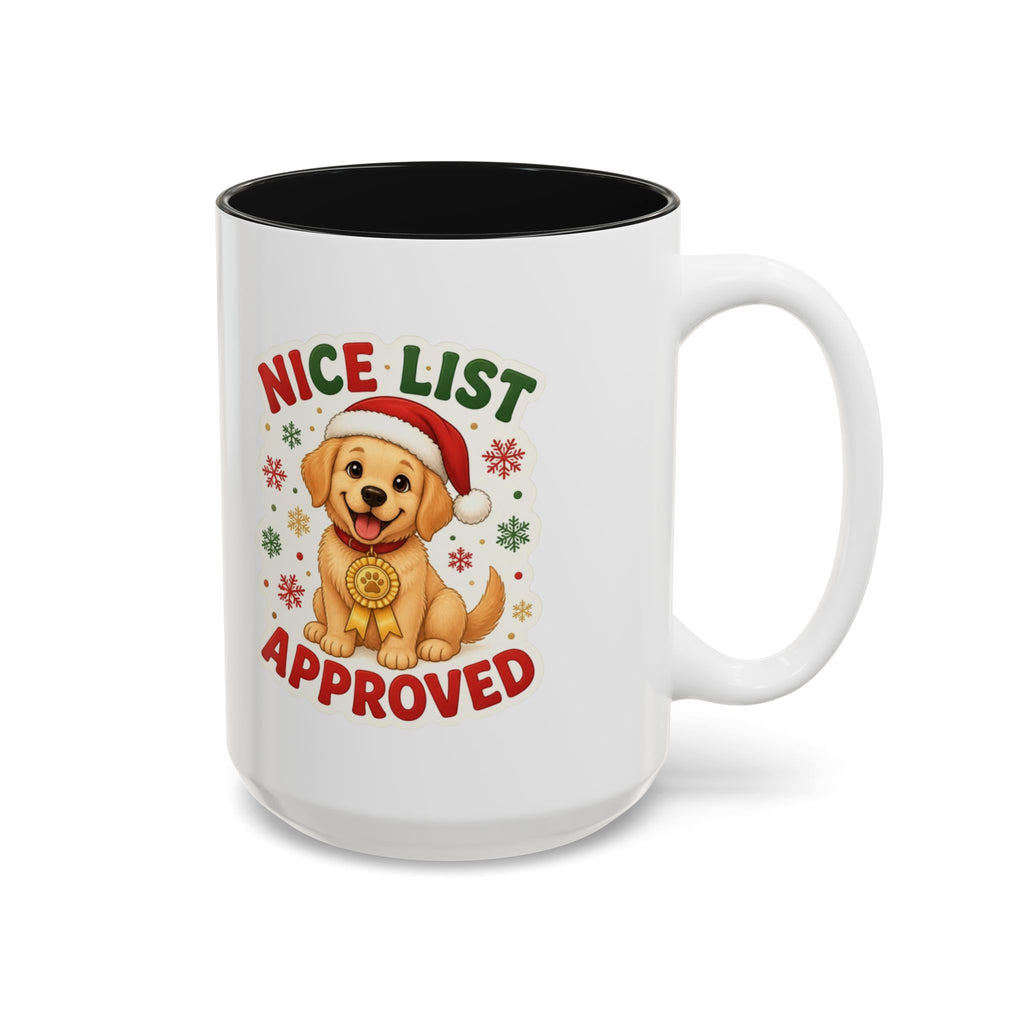 Nice List Approved Dog Mug, Christmas Dog Coffee Mug, Golden Retriever Santa Hat Cup, Dog Mom Gift, Dog Lover Christmas Gift