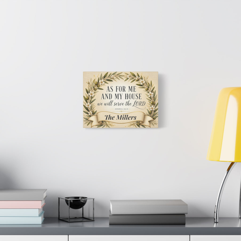Personalized As For Me and My House Canvas, Joshua 24:15 KJV Wall Art, Family Name Sign, Christian Home Decor, Wedding Housewarming Gift
