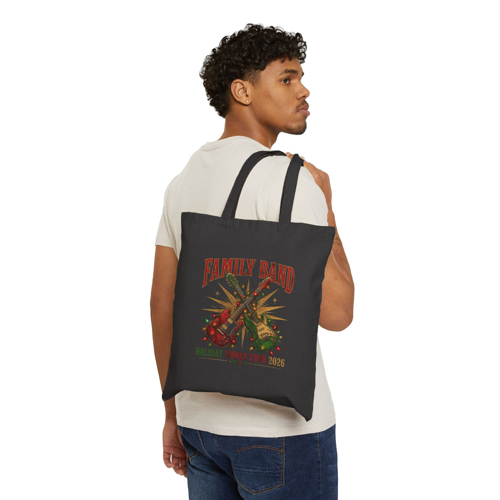 Family Band Holiday World Tour 2026 Tote Bag, Rock and Roll Christmas Canvas Tote, Guitar Christmas Bag, Music Lover Gift