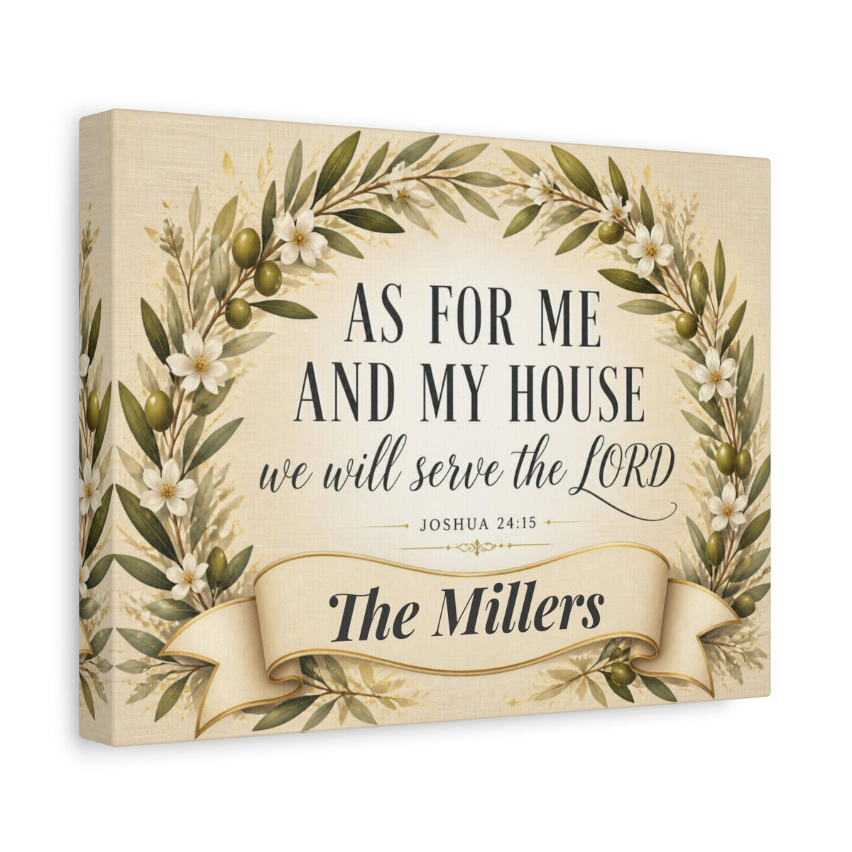 Personalized As For Me and My House Canvas, Joshua 24:15 KJV Wall Art, Family Name Sign, Christian Home Decor, Wedding Housewarming Gift